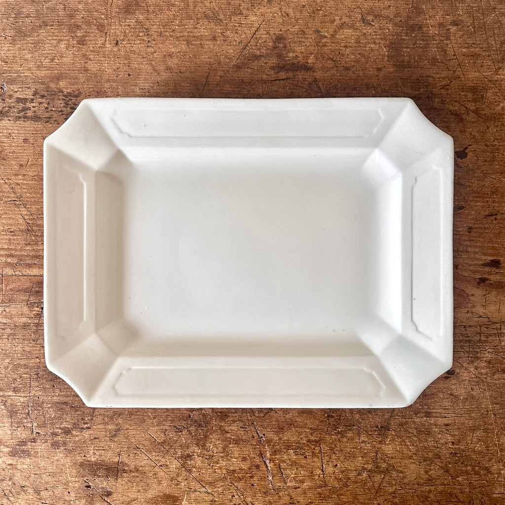 Ironstone Rectangular Platter with Cut Corners - 15.5"