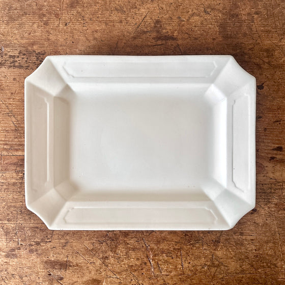 Ironstone Rectangular Platter with Cut Corners - 15.5"