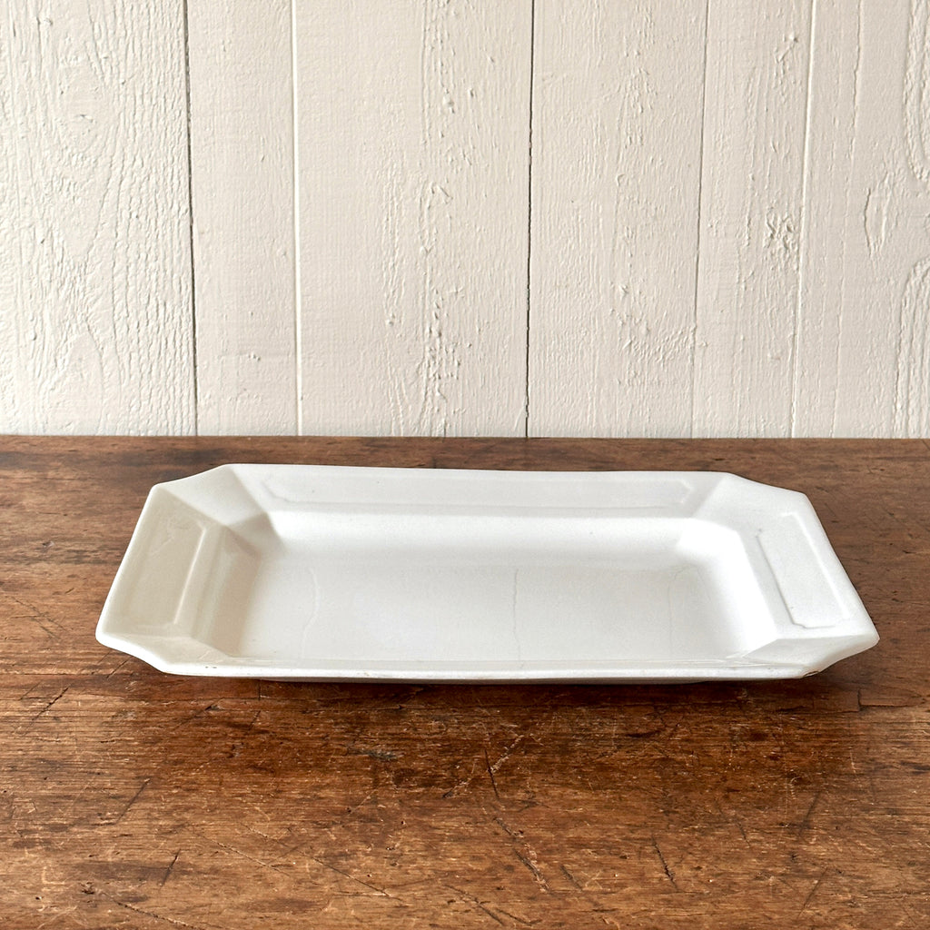 Ironstone Rectangular Platter with Cut Corners - 15.5"
