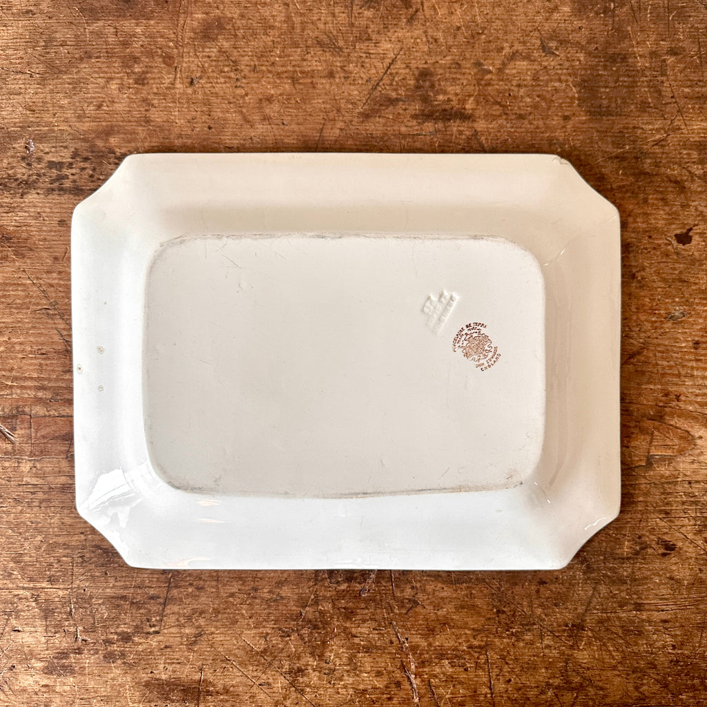 Ironstone Rectangular Platter with Cut Corners - 15.5"