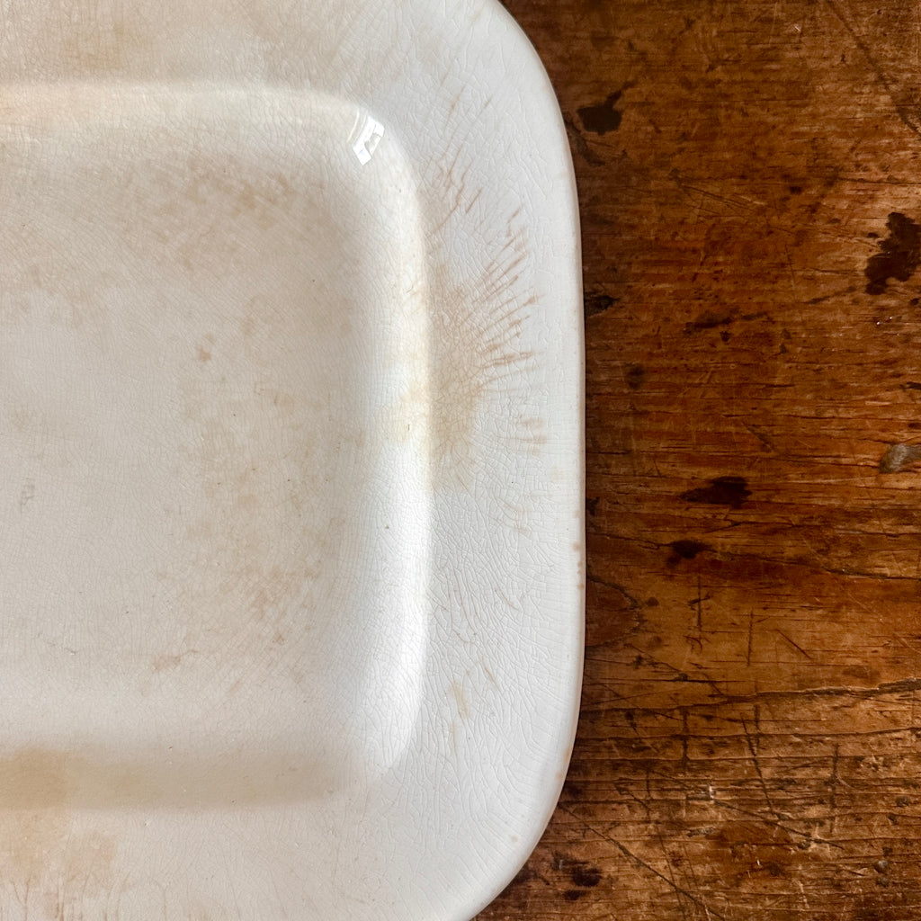 Stained Ironstone Rectangular Platter - 14.25"