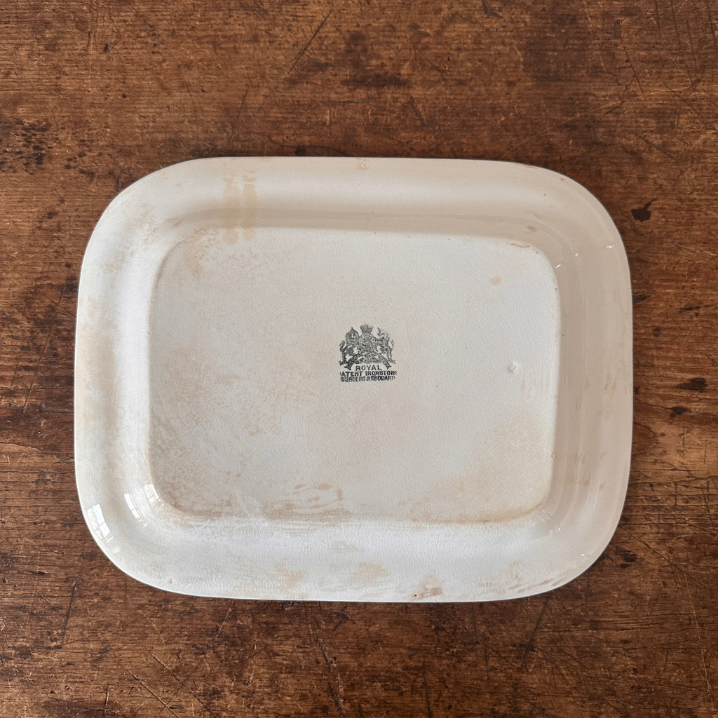 Stained Ironstone Rectangular Platter - 14.25"
