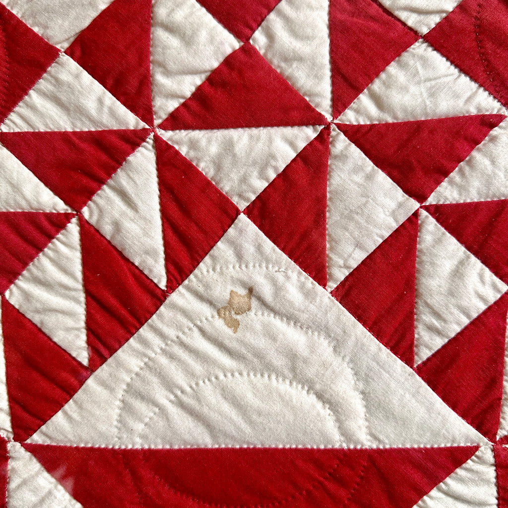 Framed 19th C American Red & White Quilt