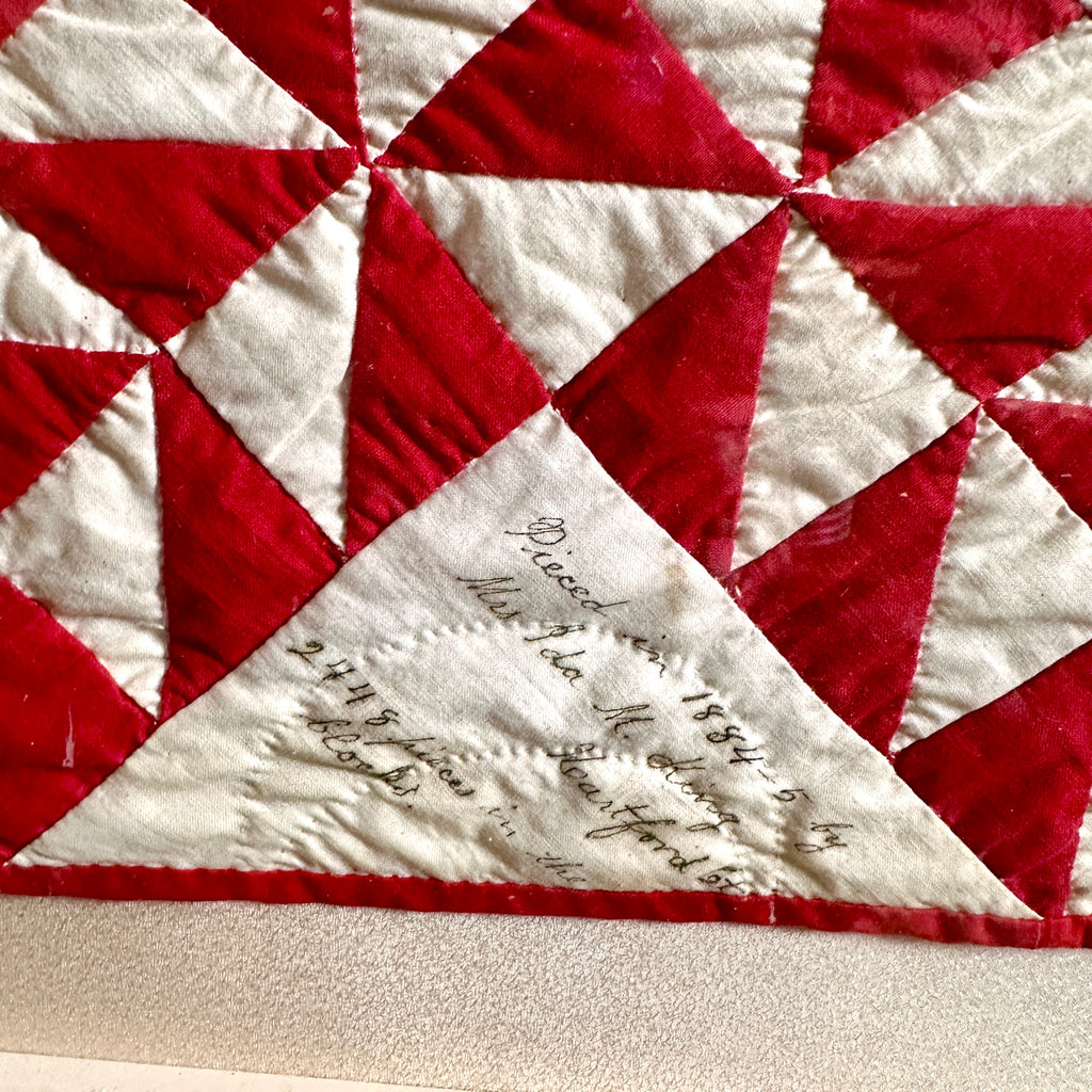 Framed 19th C American Red & White Quilt