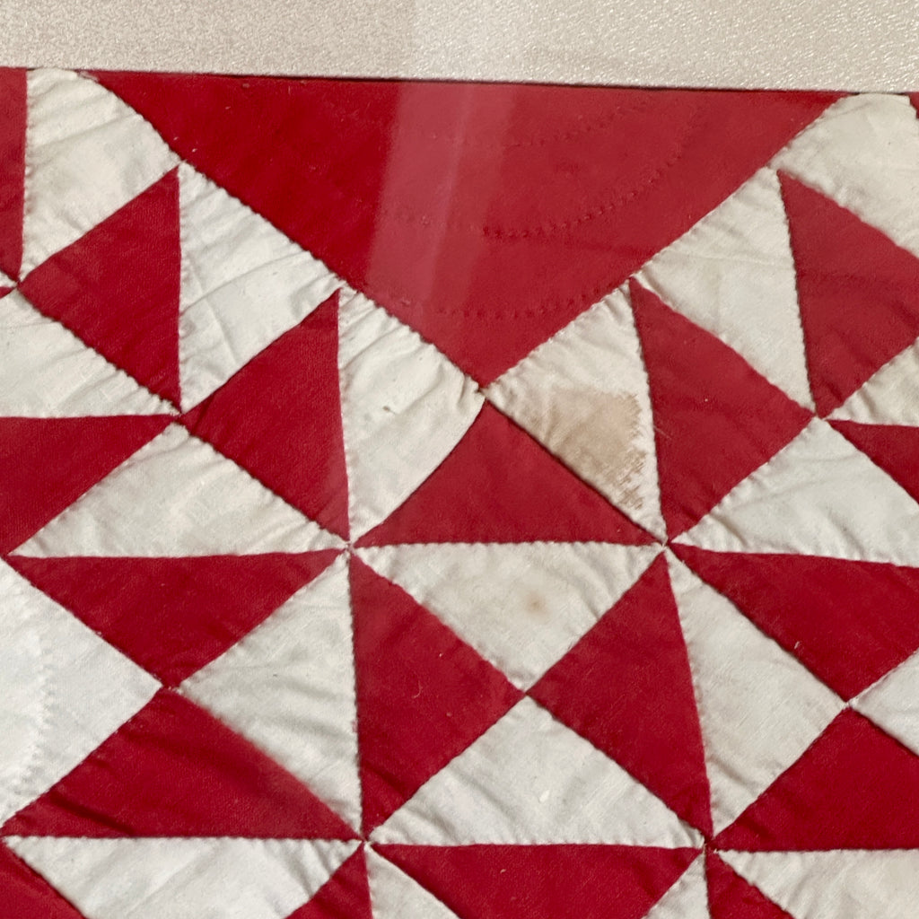 Framed 19th C American Red & White Quilt