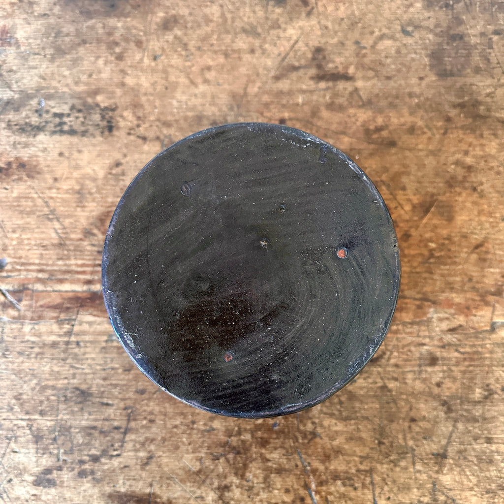 Antique Redware Crock with Manganese Glaze