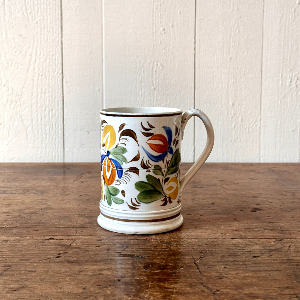 Early Polychrome Pearlware Tankard