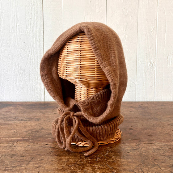 Caramel Drawstring Knit Cashmere Hood