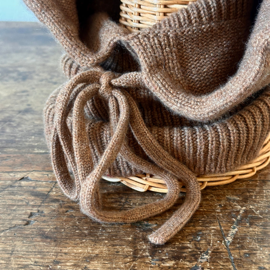 Caramel Drawstring Knit Cashmere Hood