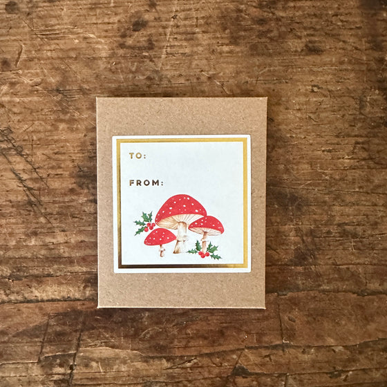 Mushrooms Holiday Gift Stickers