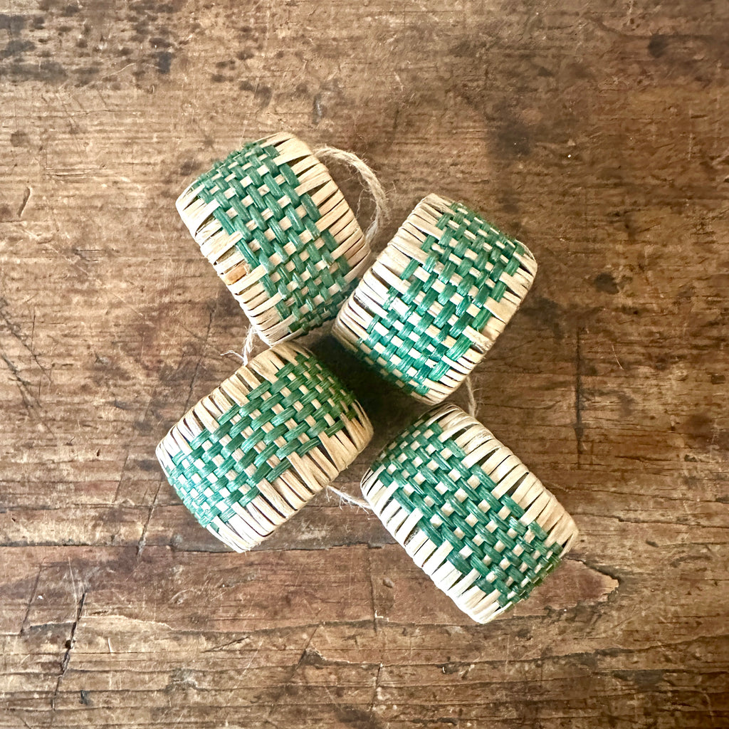 Green Woven Napkin Ring - Set of Four