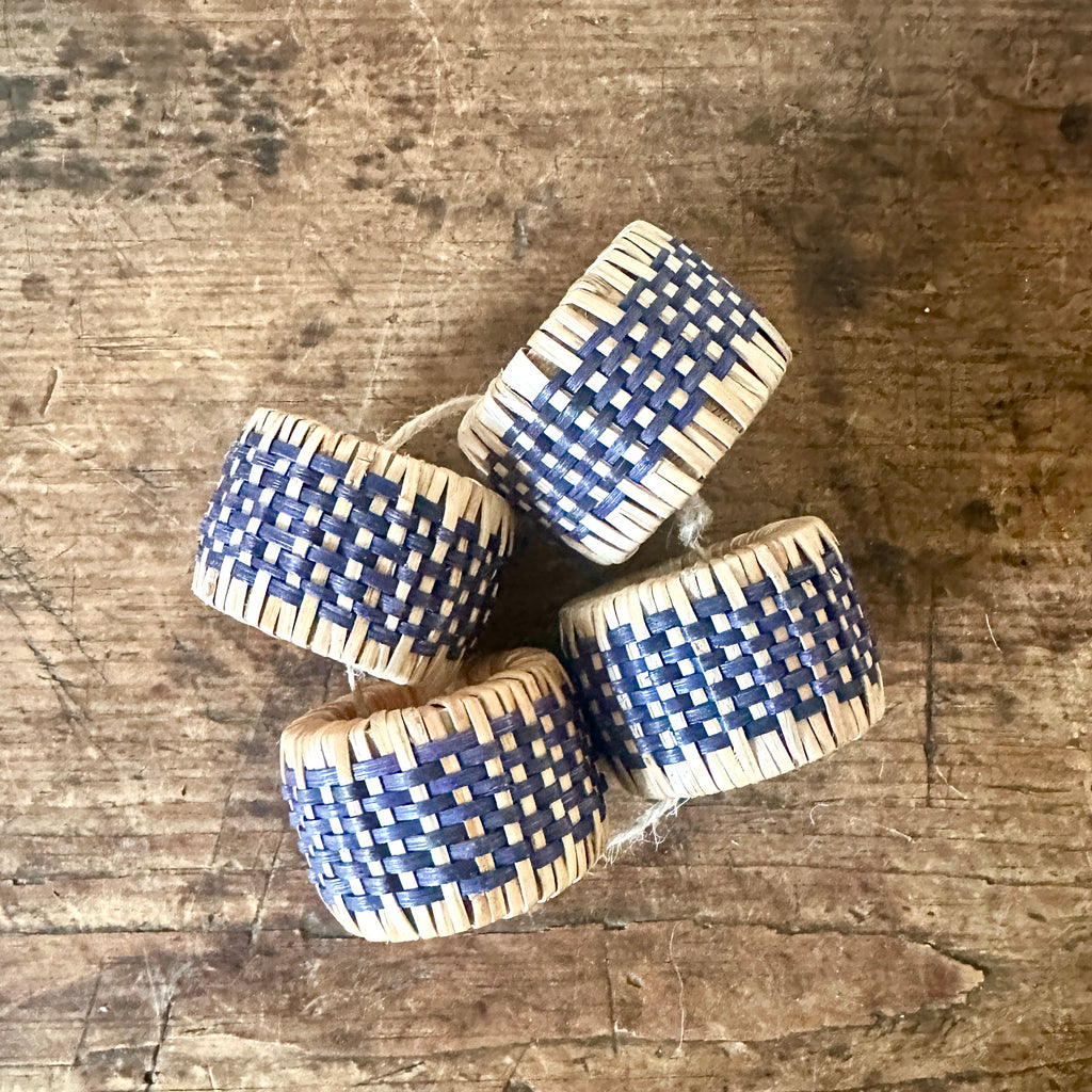 Navy Woven Napkin Ring - Set of Four