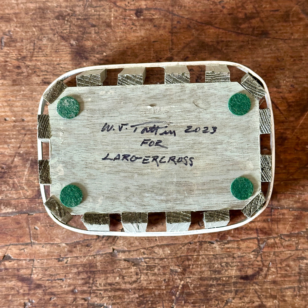 Rustic Wood Basket with Green Wash