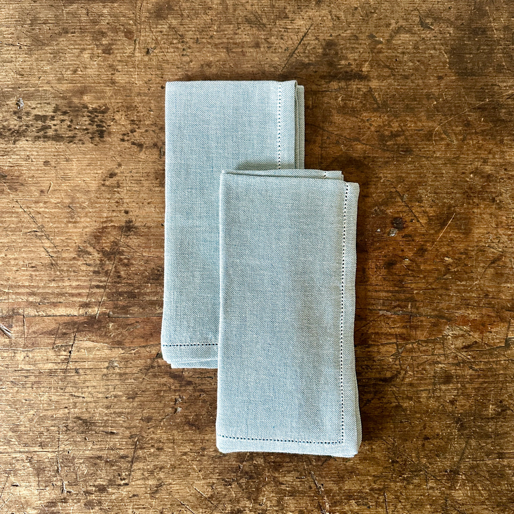 Classic Sky Blue Hemstitch Dinner Napkins