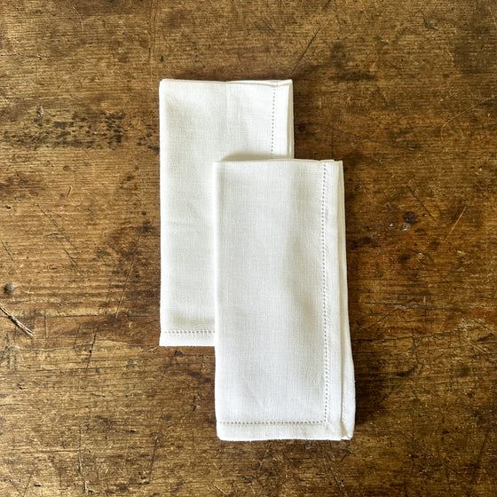 Classic White Hemstitch Dinner Napkins