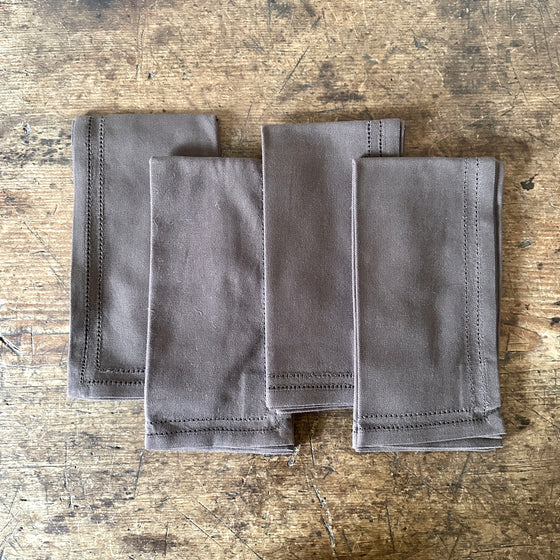Espresso Double Eyelet Cotton Napkins - Set of 4