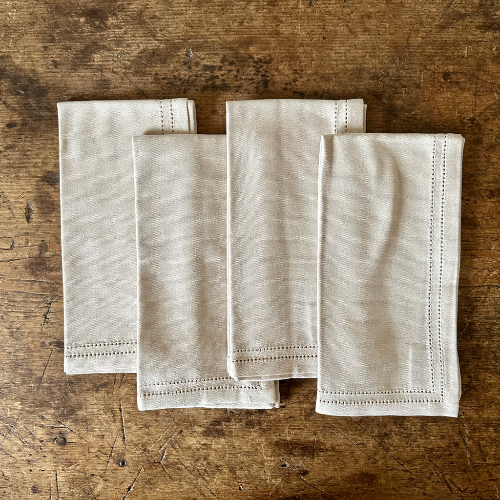 Sand Double Eyelet Cotton Napkins - Set of 4