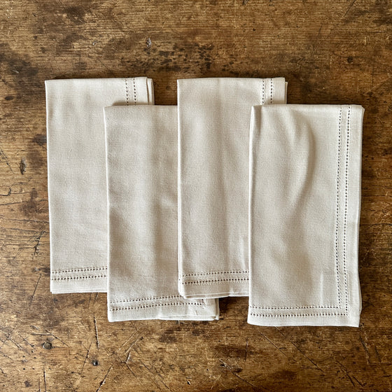 Sand Double Eyelet Cotton Napkins - Set of 4