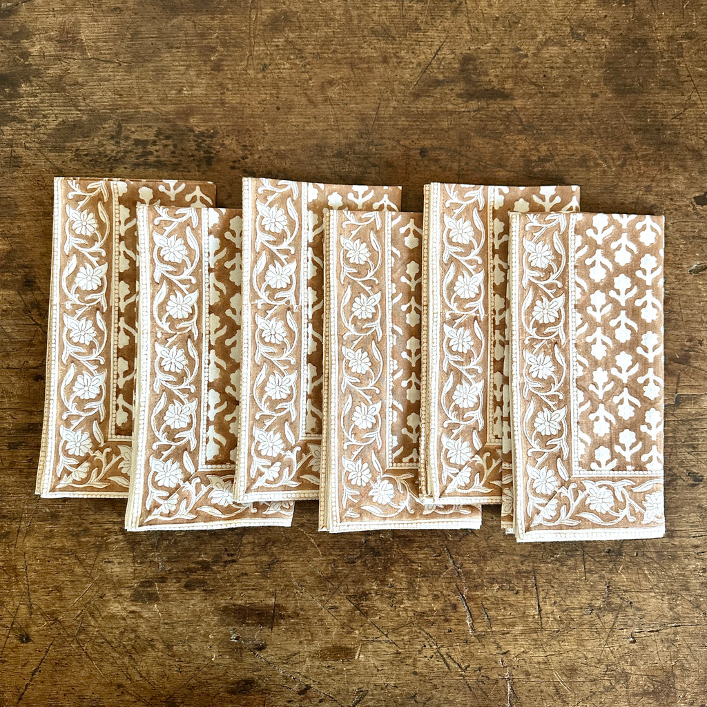 Caramel Block Print Napkin Set of 6