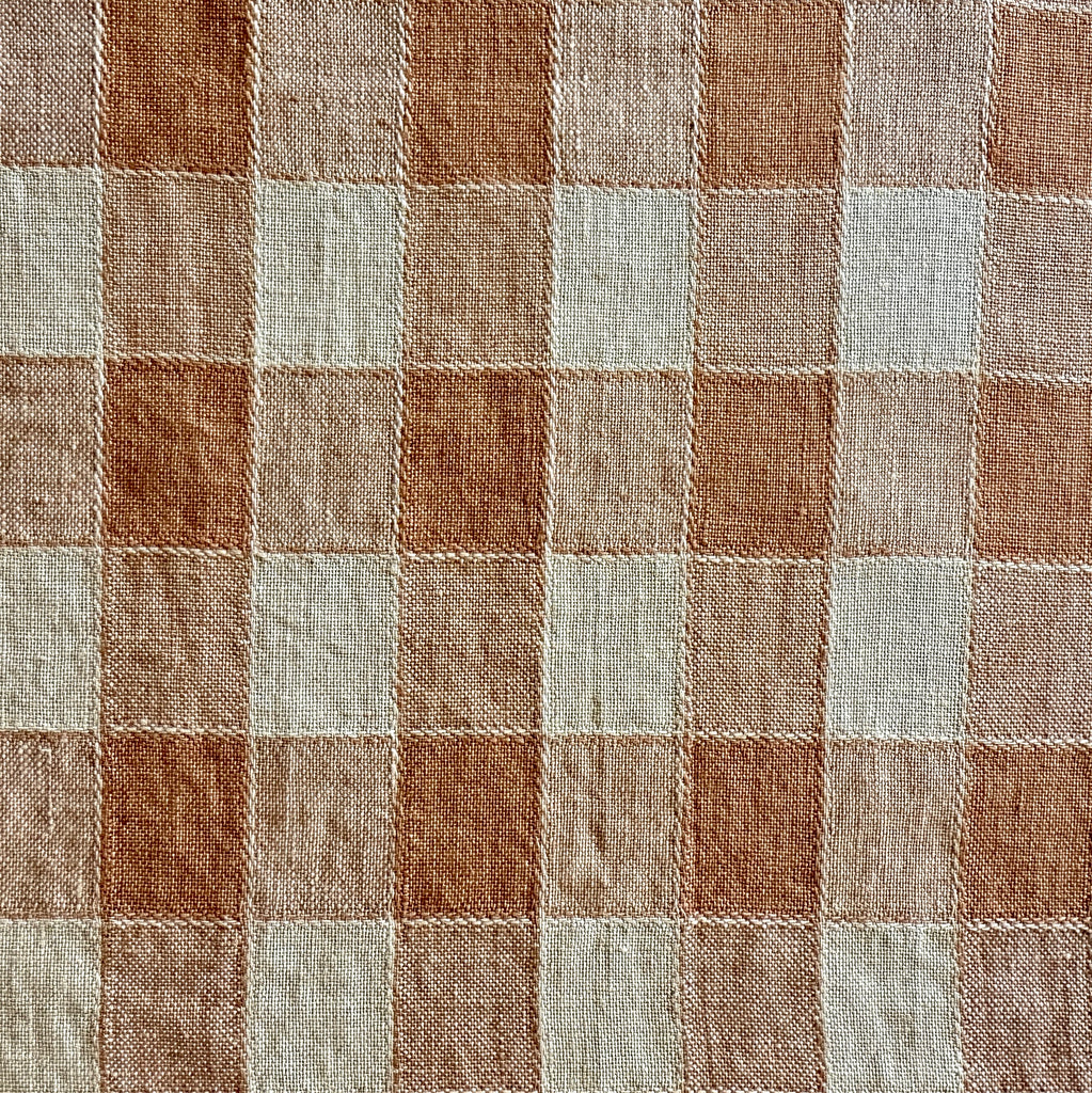 Terracotta Linen Check Tablecloth