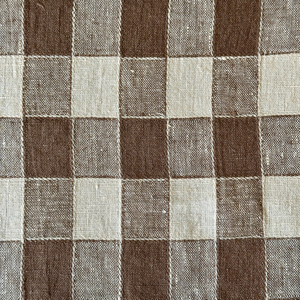 Chocolate Brown Linen Check Tablecloth