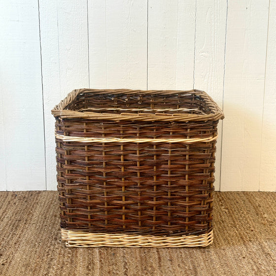 Square French Willow Log Basket