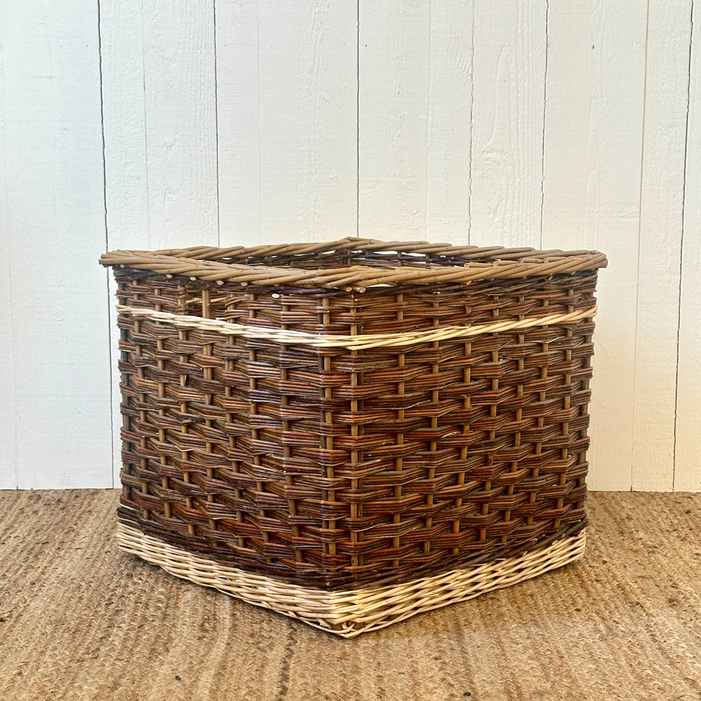 Square French Willow Log Basket