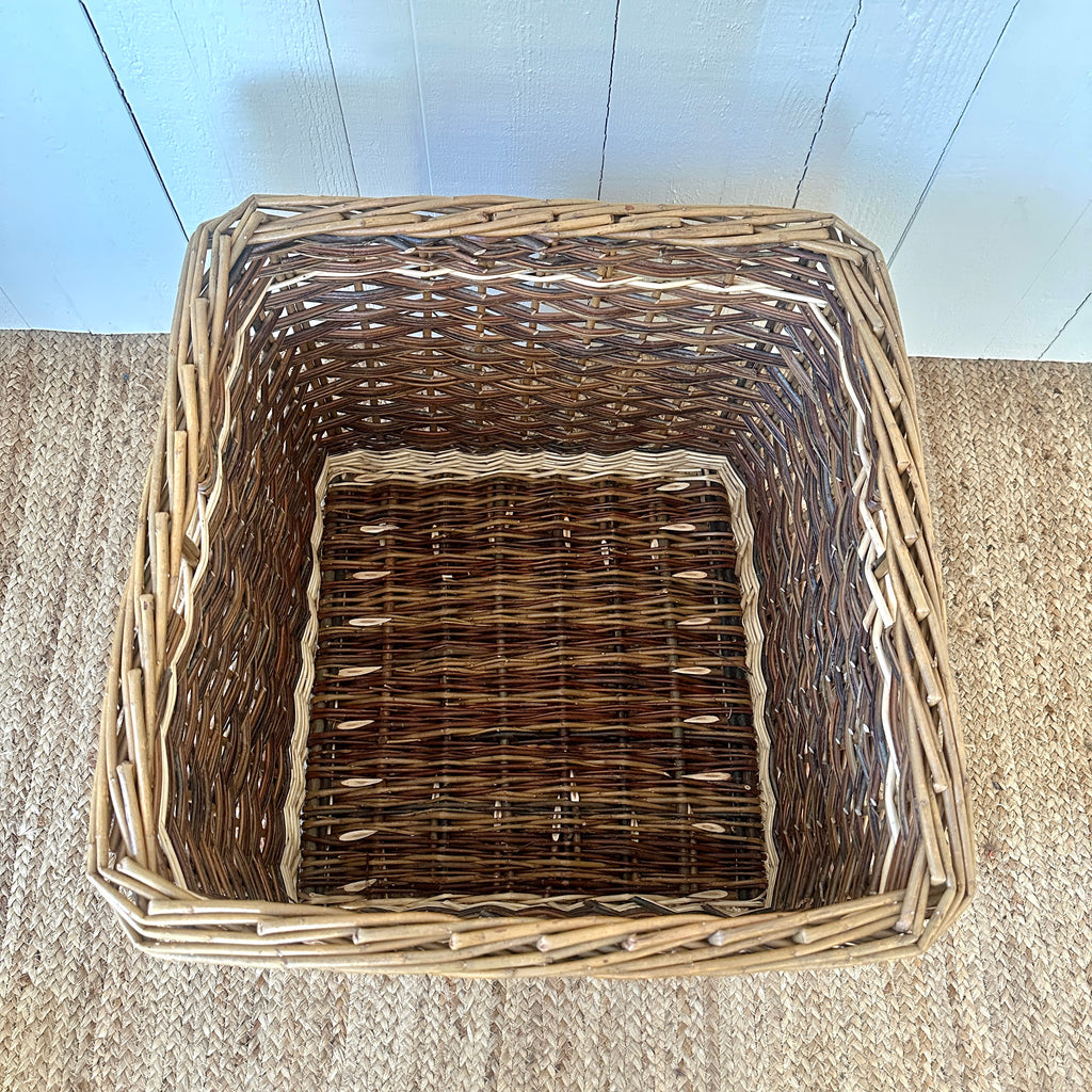 Square French Willow Log Basket