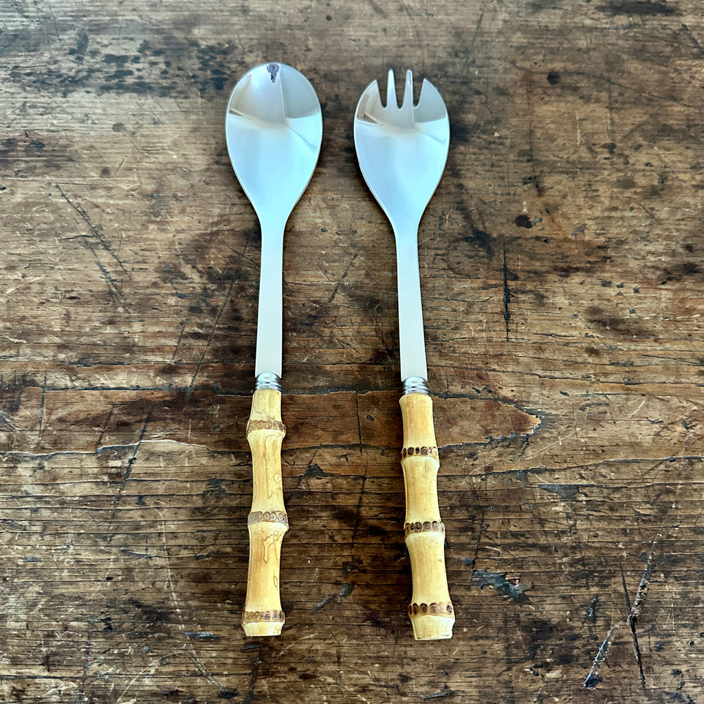 Bamboo Salad Servers Larger Cross