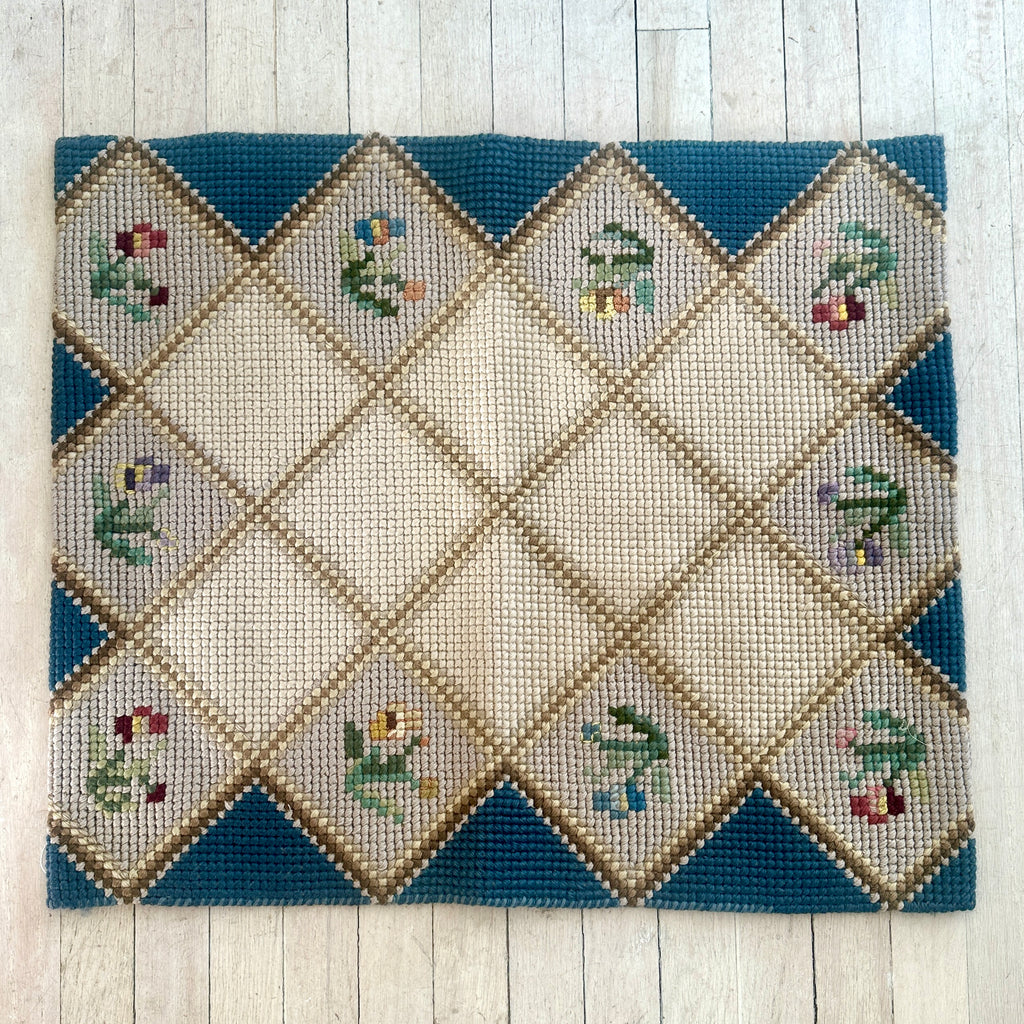 Swedish Hand-Embroidered Floral Rug