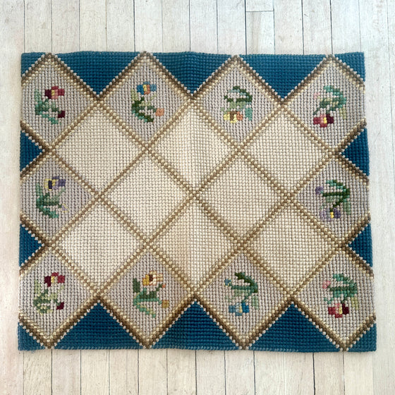 Swedish Hand-Embroidered Floral Rug