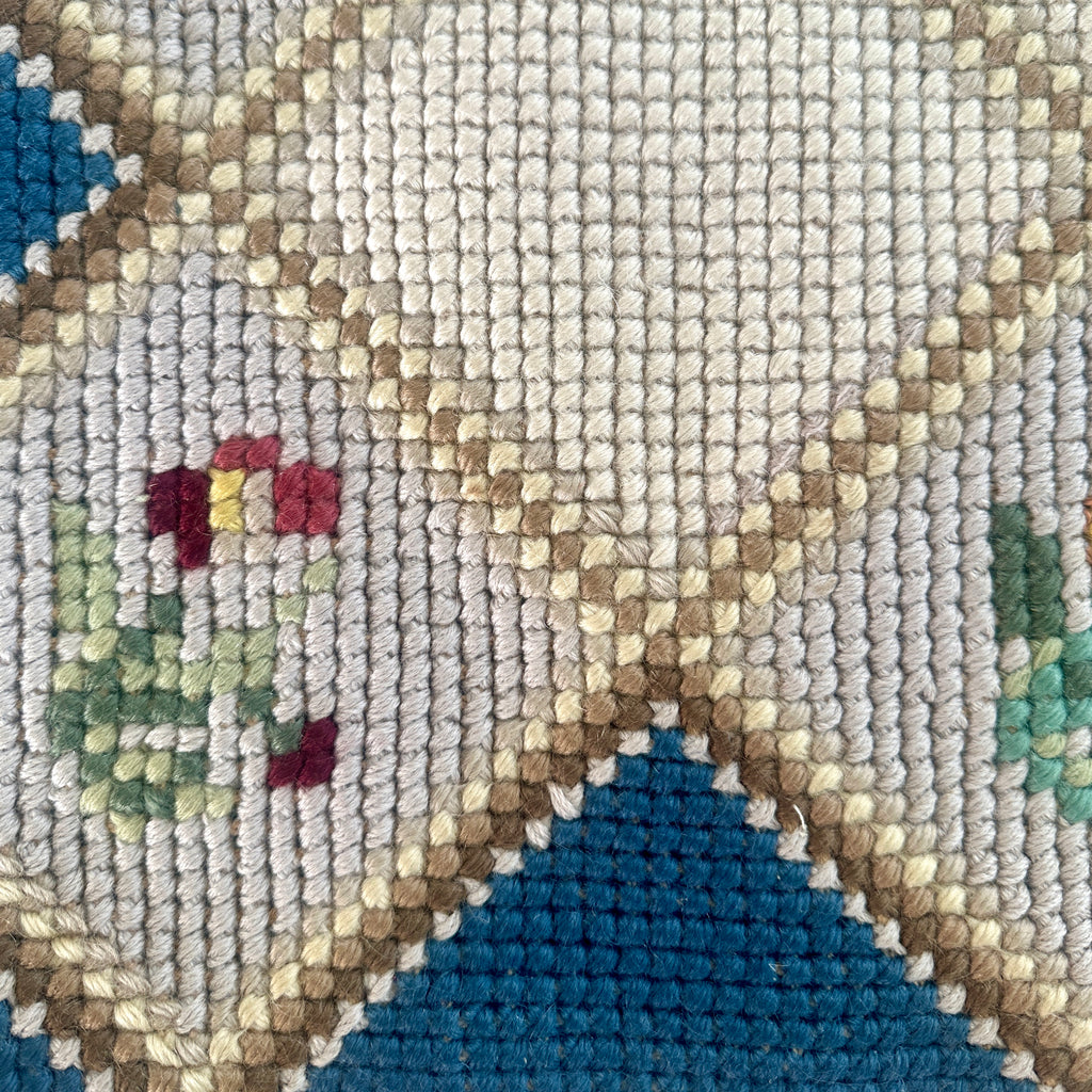 Swedish Hand-Embroidered Floral Rug