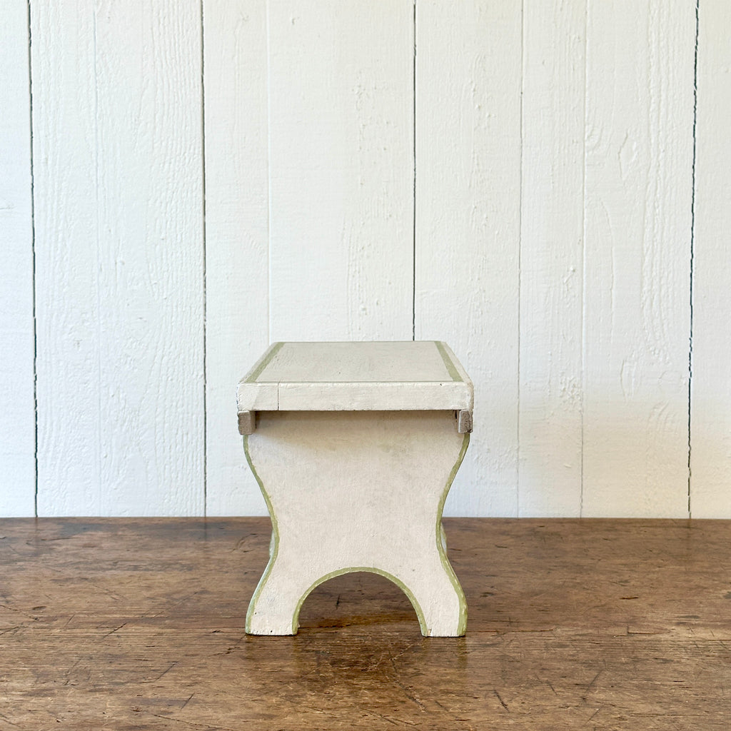 Small Painted Footstool with Green Line