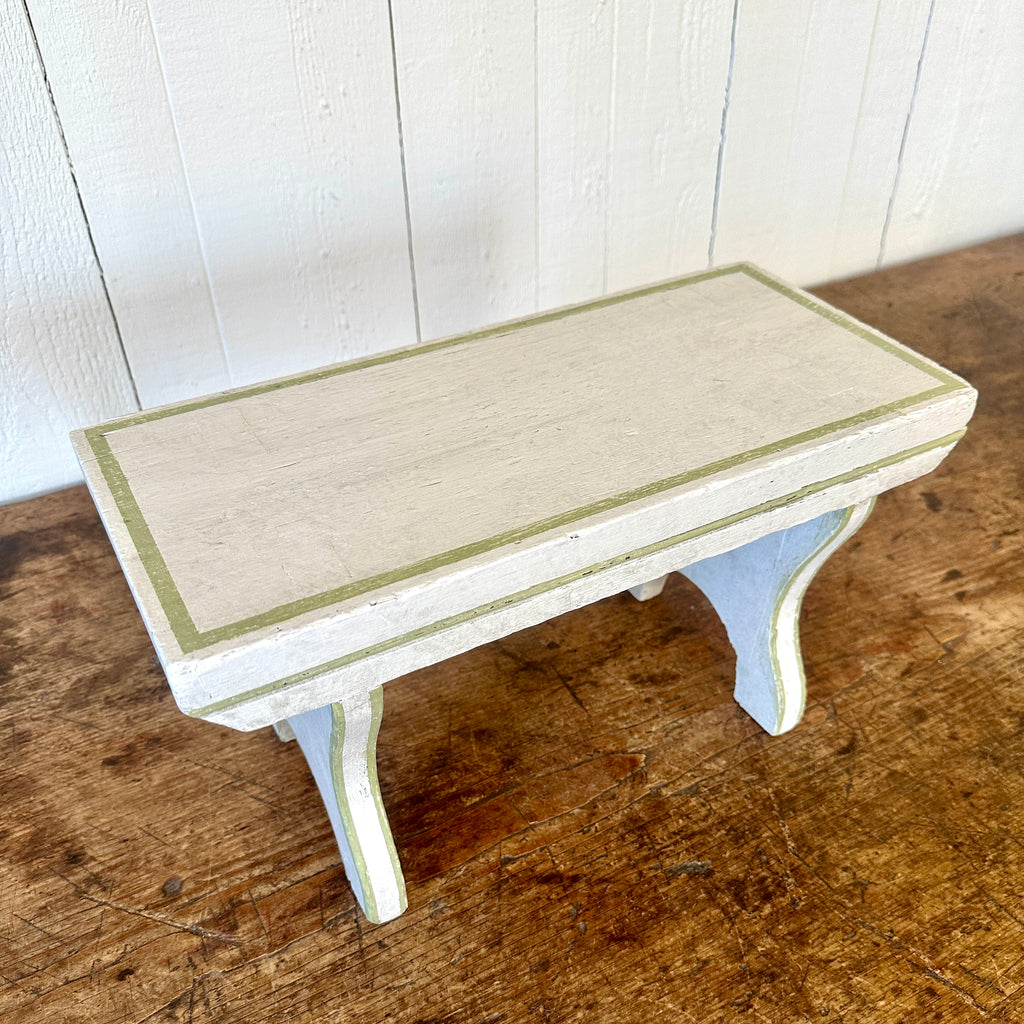 Small Painted Footstool with Green Line