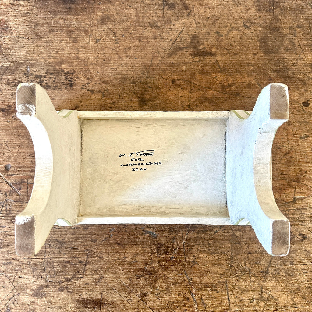 Small Painted Footstool with Green Line