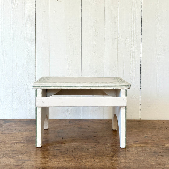 Painted Footstool with Green Vine and Line