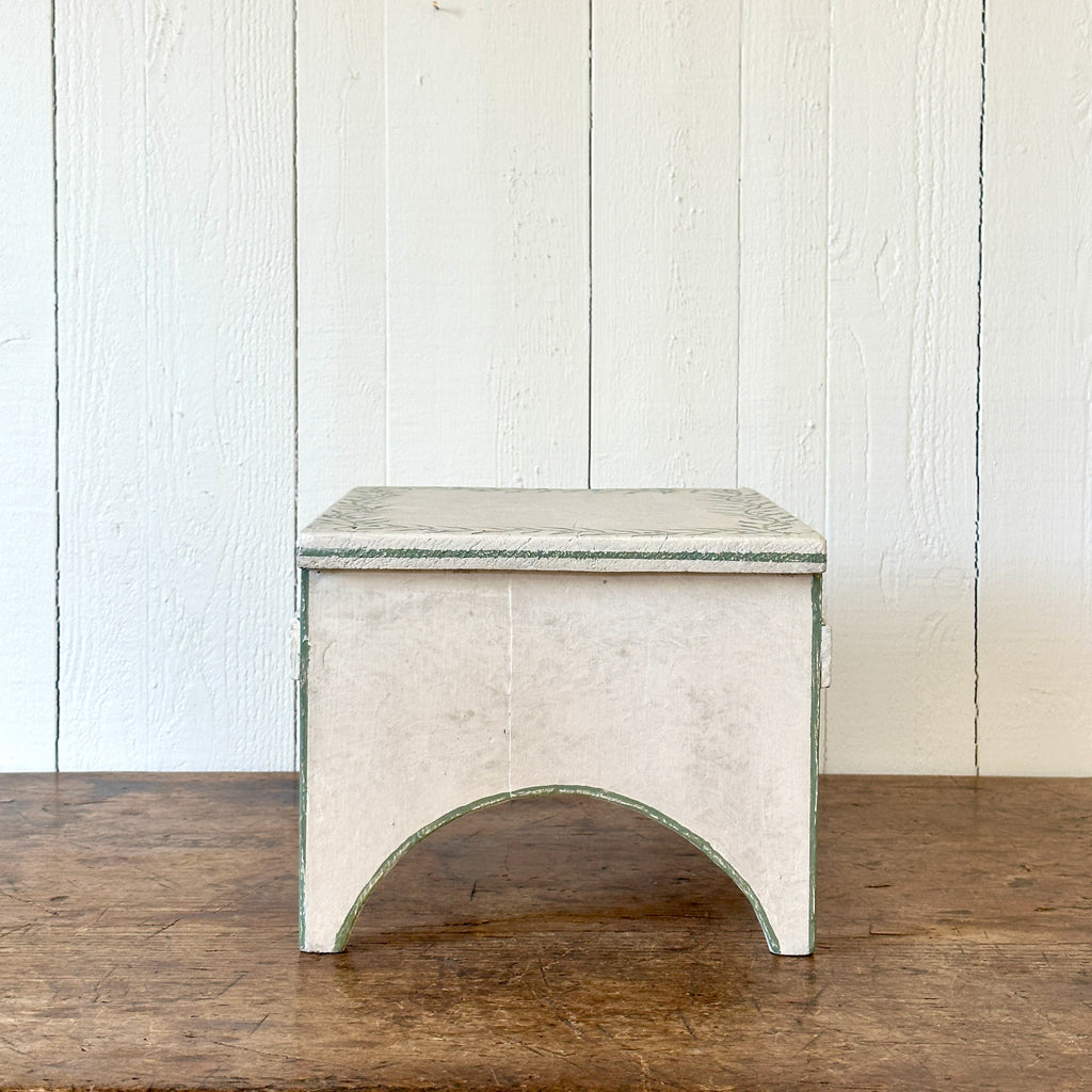 Painted Footstool with Green Vine and Line