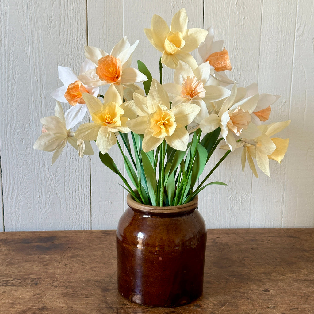 "Barrett Browning" - Ivory & Orange Paper Daffodil