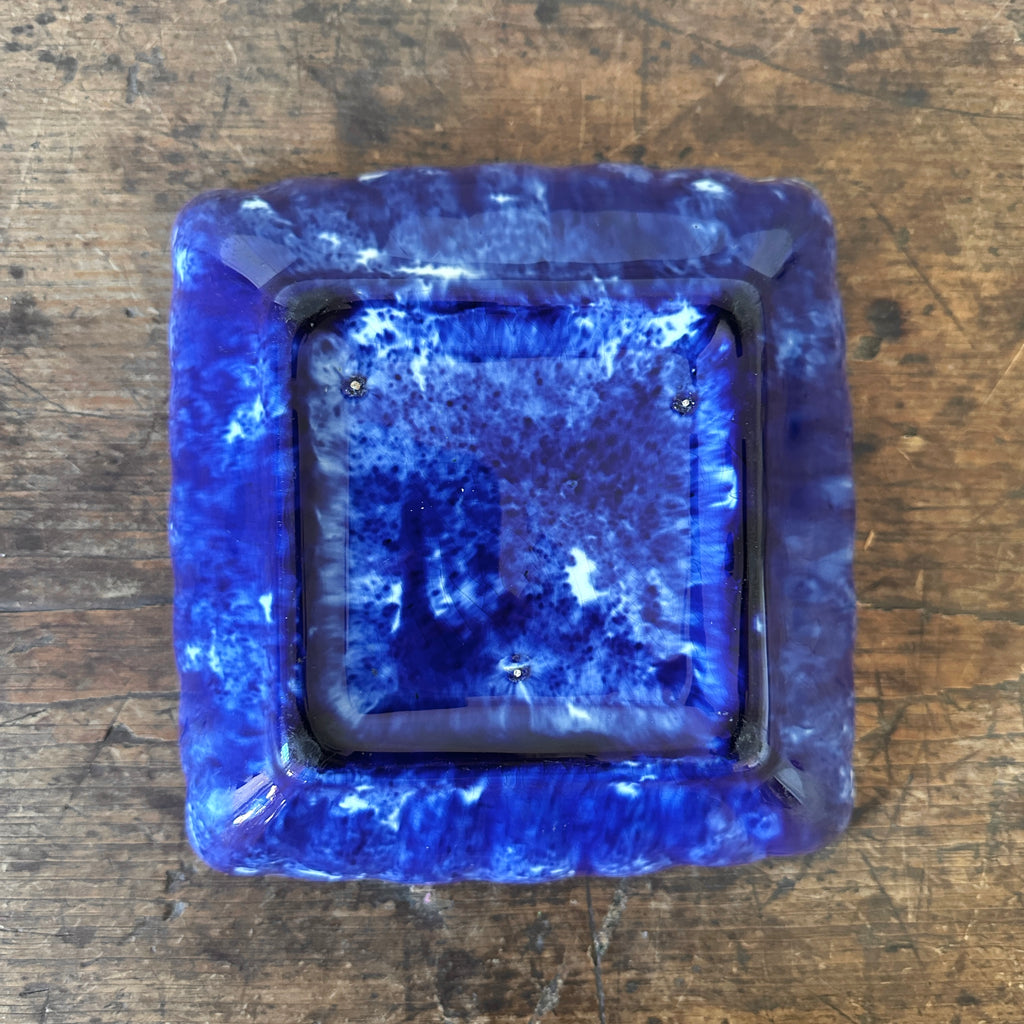 Blue Spongeware Square Serving Dish