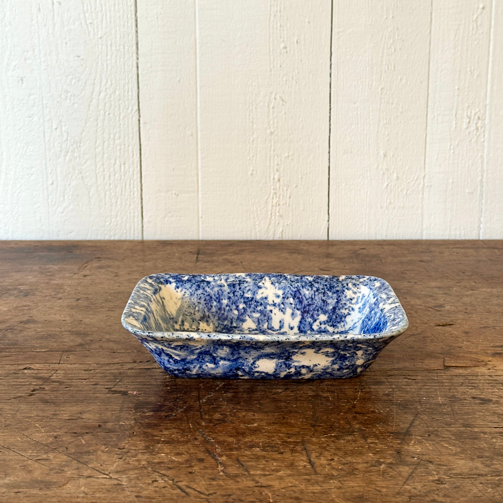 Antique Blue Spongeware Serving Dish