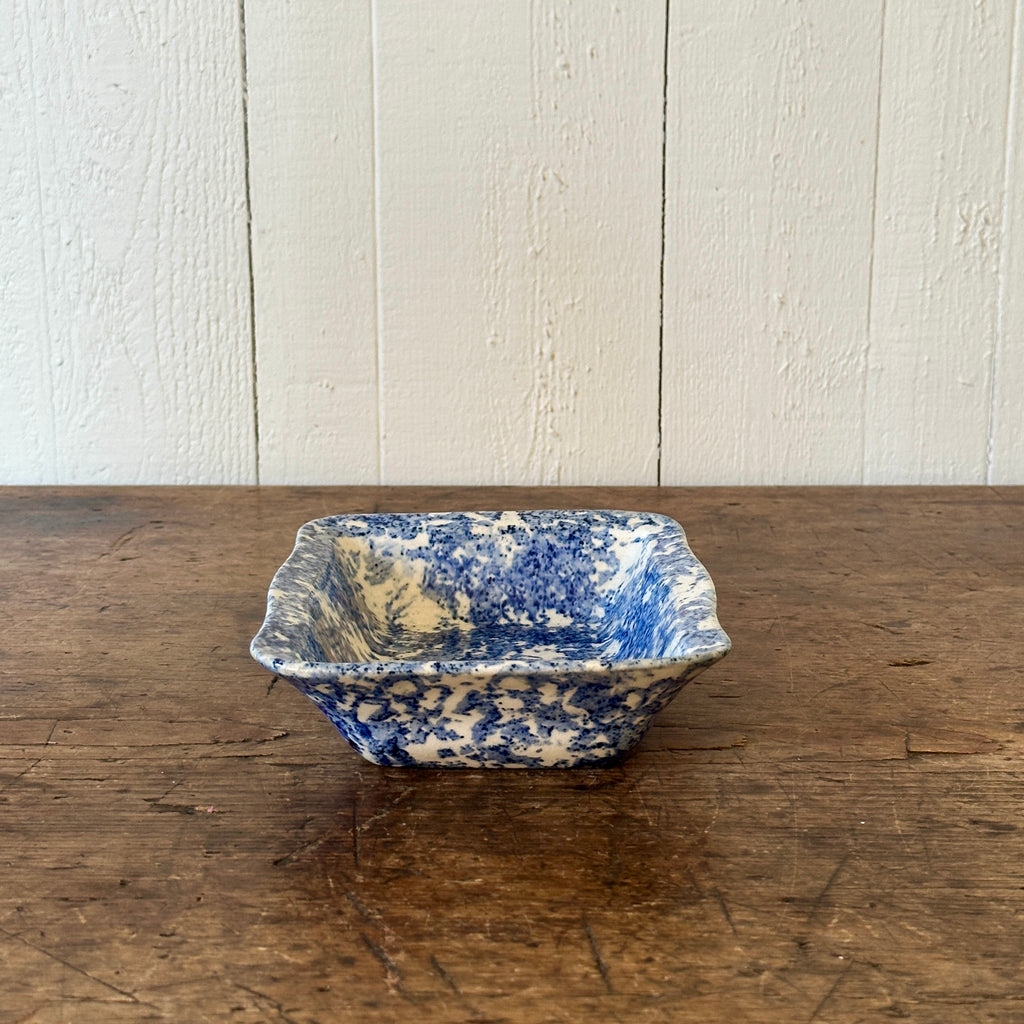 Antique Blue Spongeware Serving Dish