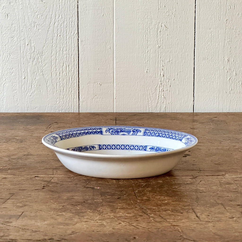 English Blue & White Oval Bowl