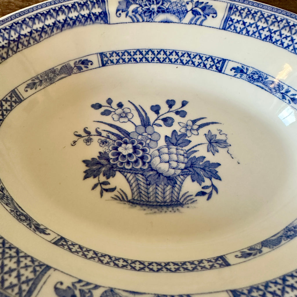 English Blue & White Oval Bowl