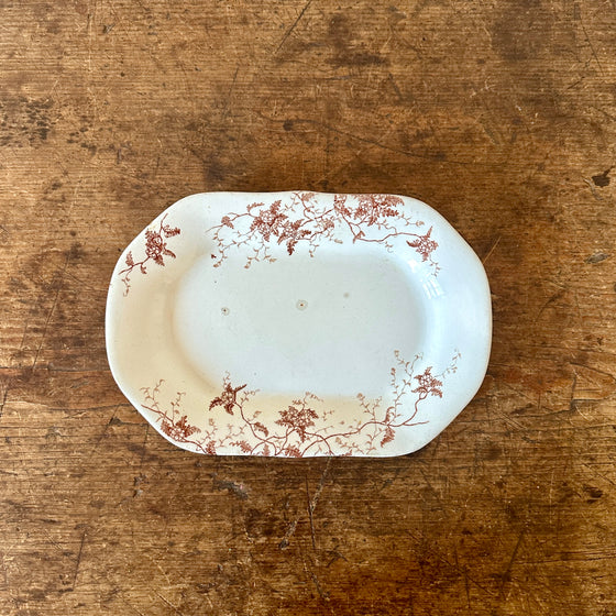 English Fern & Flower Brown Transferware Platter