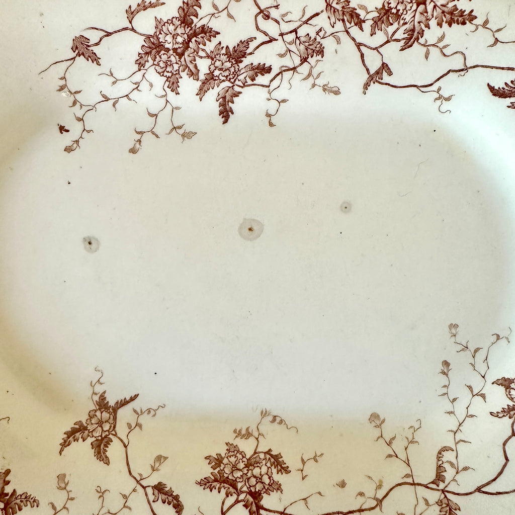 English Fern & Flower Brown Transferware Platter