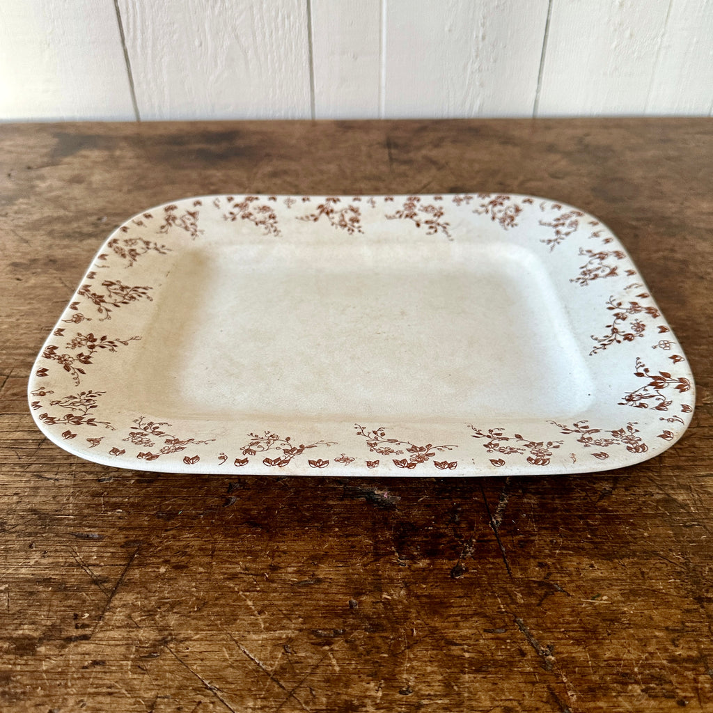 English Brown Floral Transferware Platter