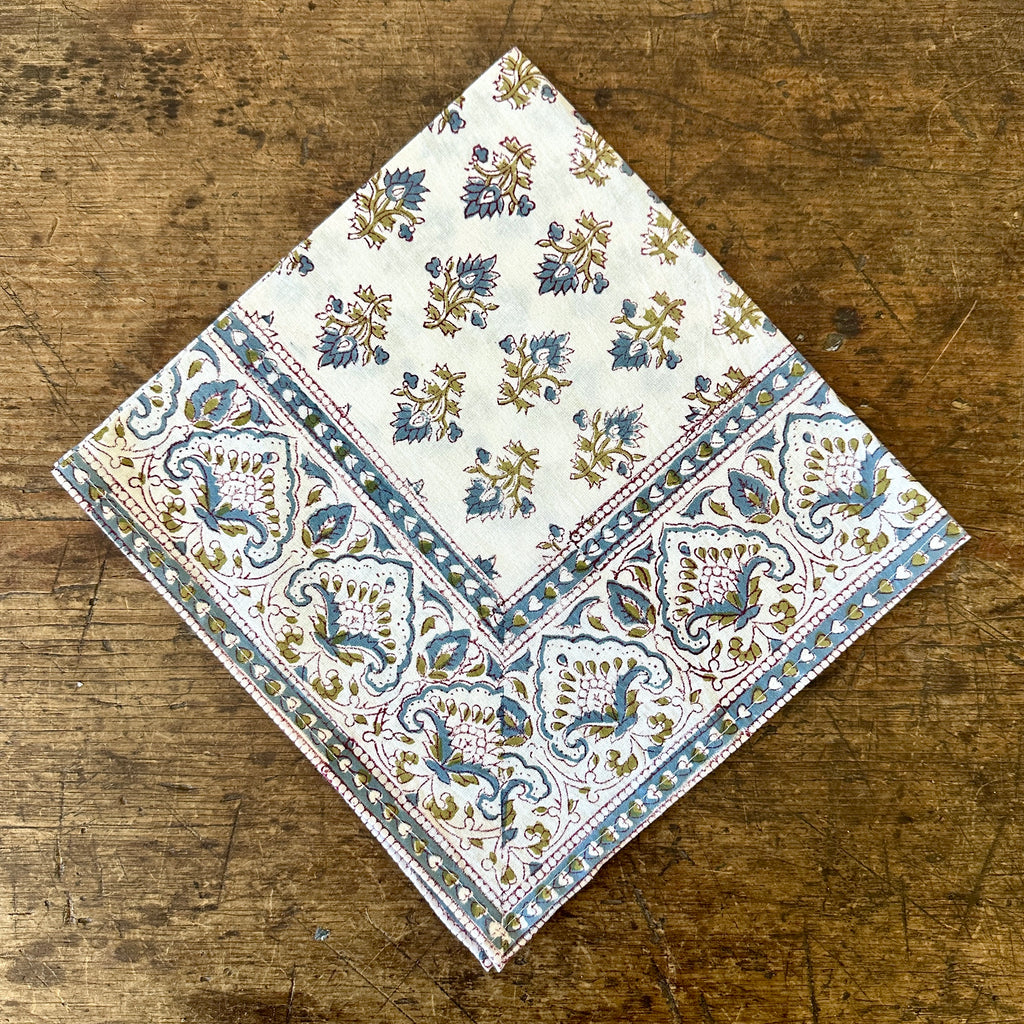 Blue Salvia Block Print Napkins - Set of 6