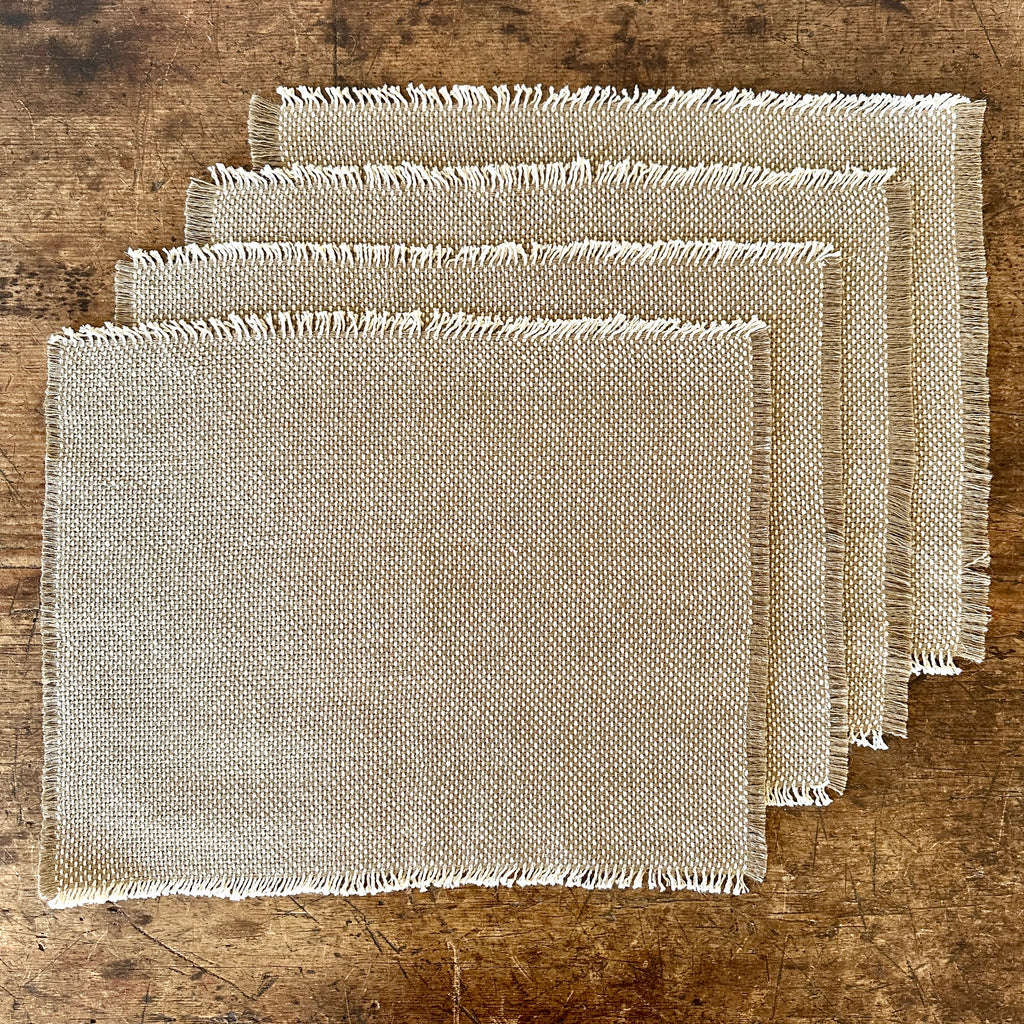Khaki Woven Jute and Cotton Placemats - Set of 4