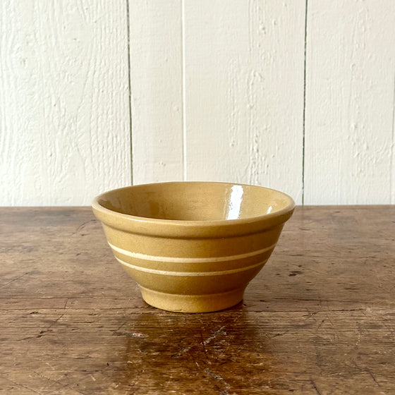 Antique Yellowware Mixing Bowl with White Stripes