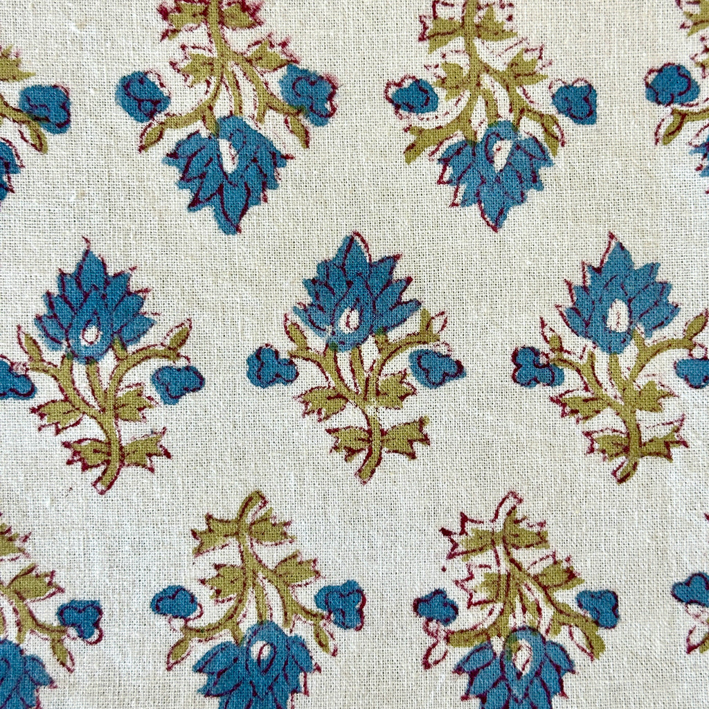 Blue Salvia Block Print Tablecloth